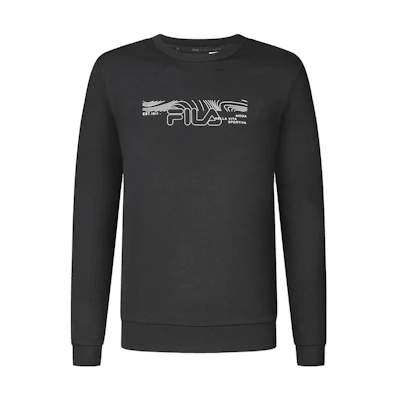 FILA Vintage Crewneck Sweatshirt with Logo Print for Gym A11M341206F-BK
