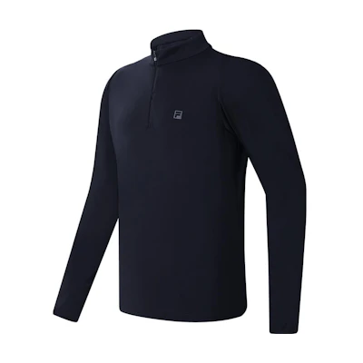 FILA Vintage Golf Knit Long Sleeve Quarter-Zip Sweatshirt - Deep Black A11M345220F-BK