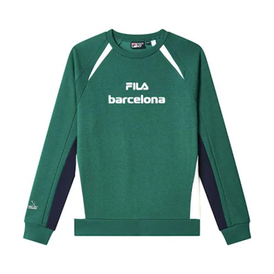 FILA Vintage Logo Print Patchwork Knit Sweatshirt Men’s - Maize Green F11M319201F-GN