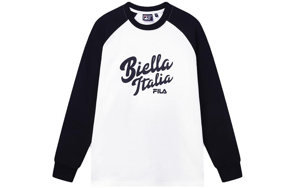 FILA Vintage Print Colorblock Crewneck Sweatshirt Unisex - Coconut White F11U339205FIV