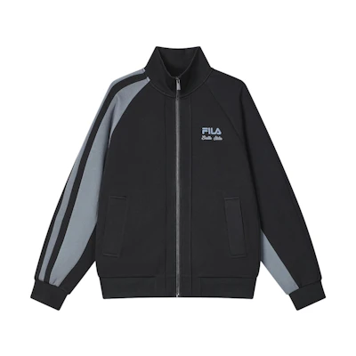 FILA Vintage Retro Track Jacket with Embroidered Logo in Black F11M418502F-BK