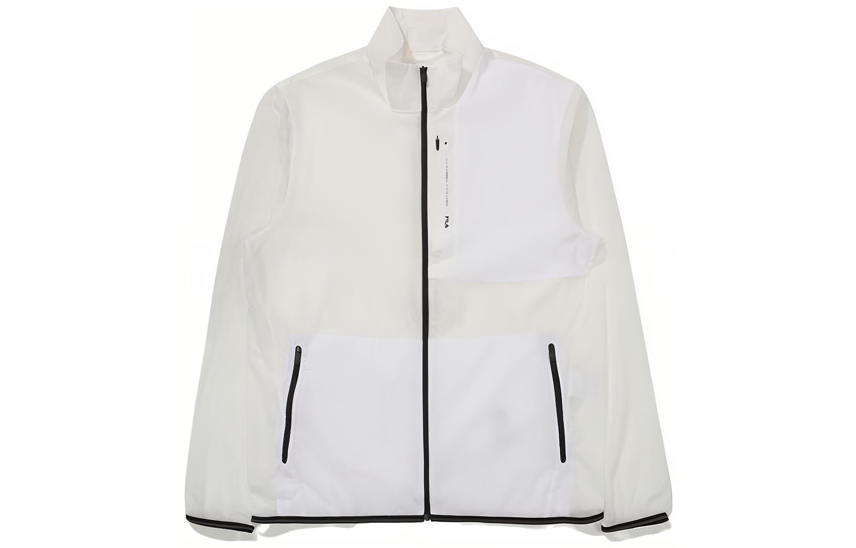 FILA Vintage White High-neck Zip-up Jacket Long Sleeve Retro Style FS2JKE2201X-OWH