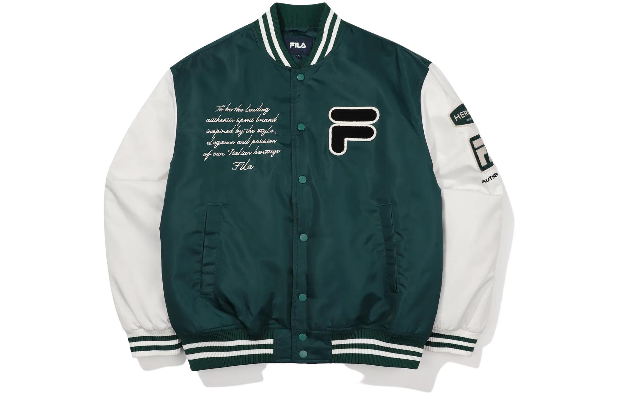 FILA Waffen Point Logo Print Stand-Collar Jacket Unisex Jungle Green FS2JKF4101X-DGR