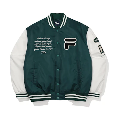 FILA Waffen Point Logo Print Stand-Collar Jacket Unisex Jungle Green FS2JKF4101X-DGR