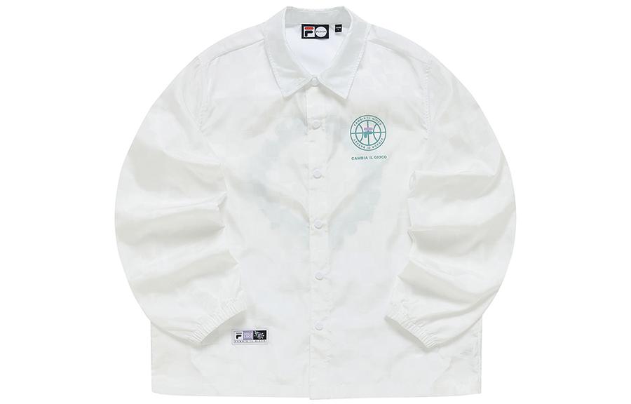 FILA White Casual Geometric Letter Pattern Jacket T11M225706F-WT