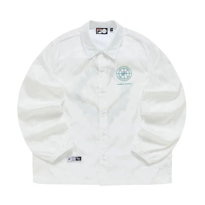 FILA White Casual Geometric Letter Pattern Jacket T11M225706F-WT