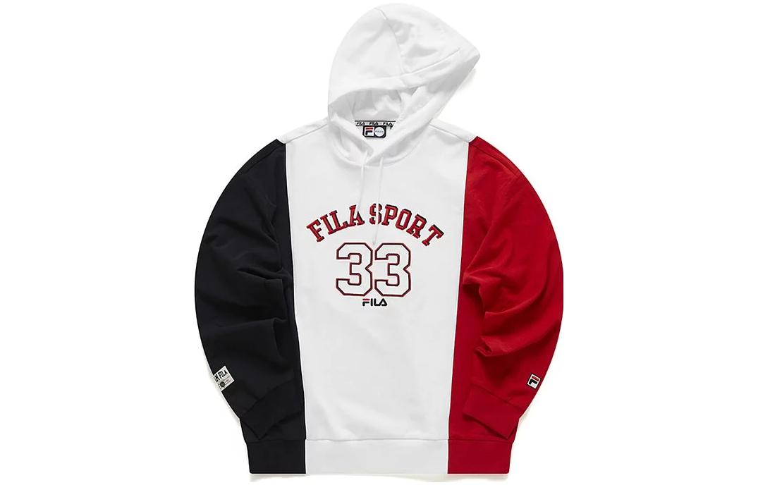 FILA White Colorblock Hoodie with Lettering and Numeric Logo Print T11M115209F-WT