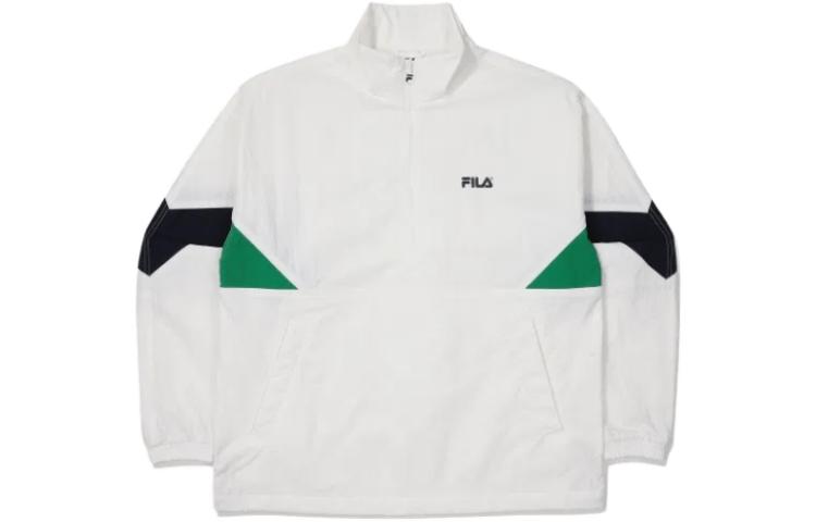FILA White Colorblock Zip-Up Jacket with Stand Collar Long Sleeve FE2JKF5104XOWH