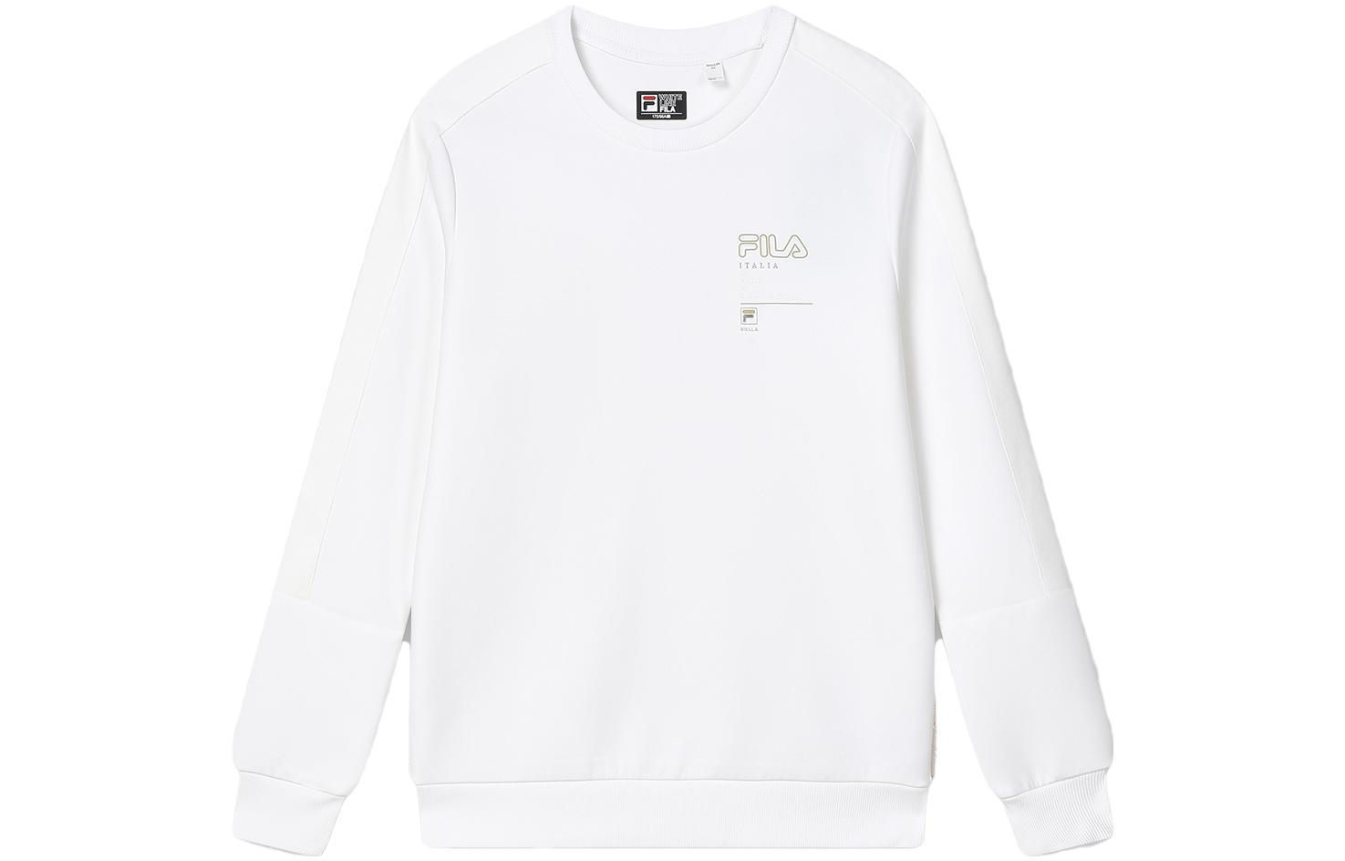 FILA White Crewneck Pullover Sweatshirt Casual Style F51M347208A-WT