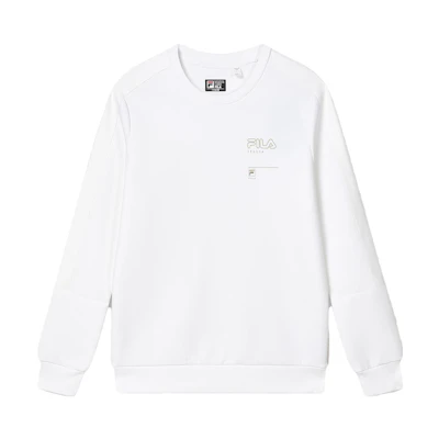 FILA White Crewneck Pullover Sweatshirt Casual Style F51M347208A-WT
