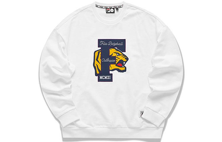 FILA White Crewneck Pullover Sweatshirt with Graphic Print Design T11M112212F-WT