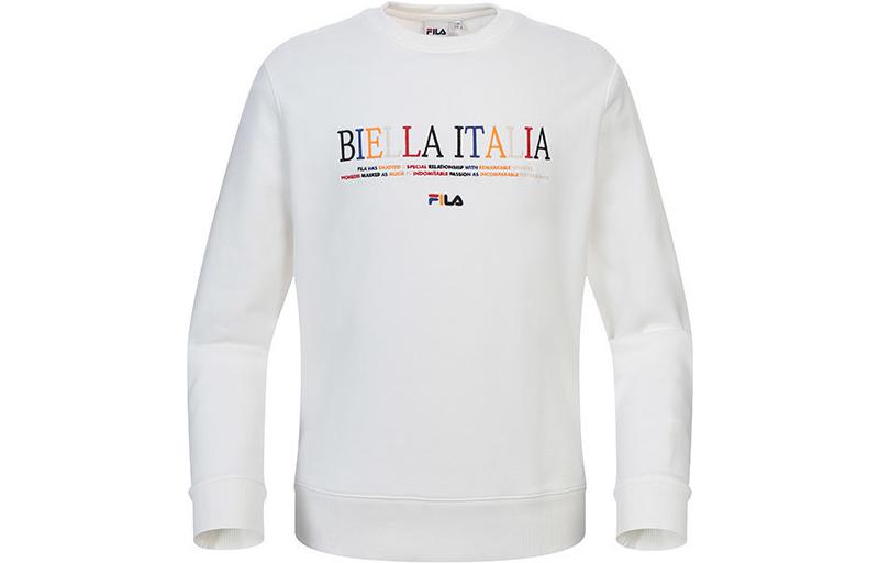 FILA White Crewneck Sweatshirt with Letter Print Long Sleeves FS2POC1124X-OWH