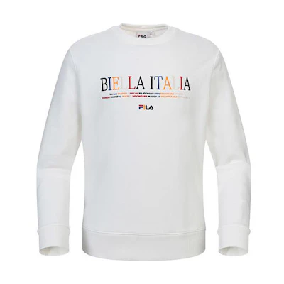FILA White Crewneck Sweatshirt with Letter Print Long Sleeves FS2POC1124X-OWH