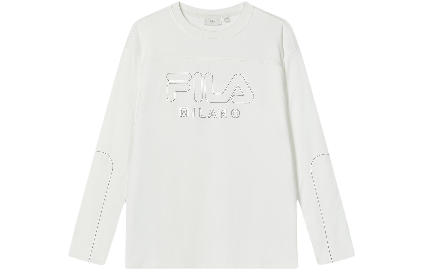 FILA White Crewneck Sweatshirt with Logo Print F11M415208F-WT