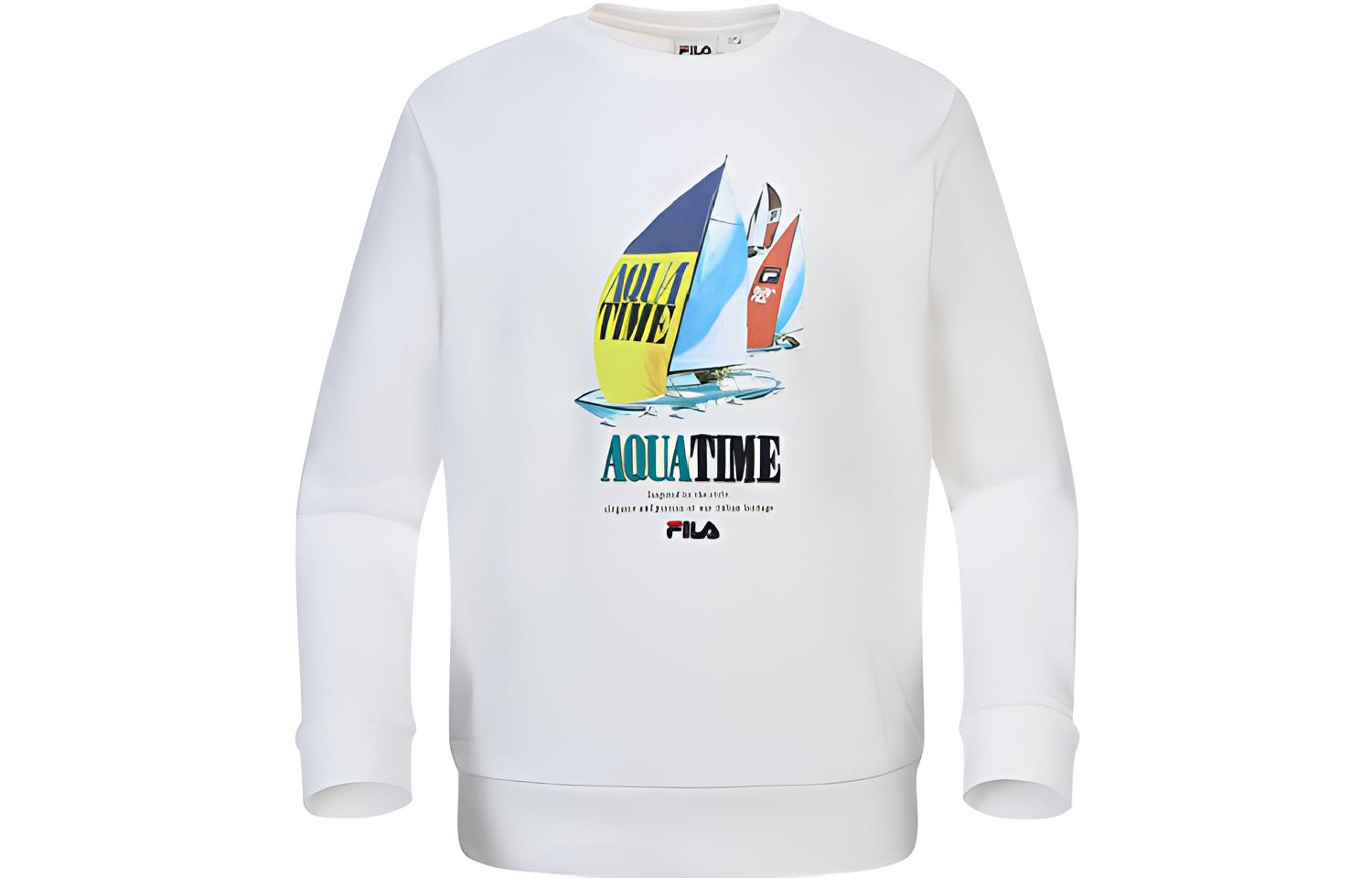 FILA White Crewneck Sweatshirt with Sailboat Print FS2POC1109X-OWH