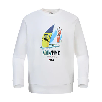 FILA White Crewneck Sweatshirt with Sailboat Print FS2POC1109X-OWH