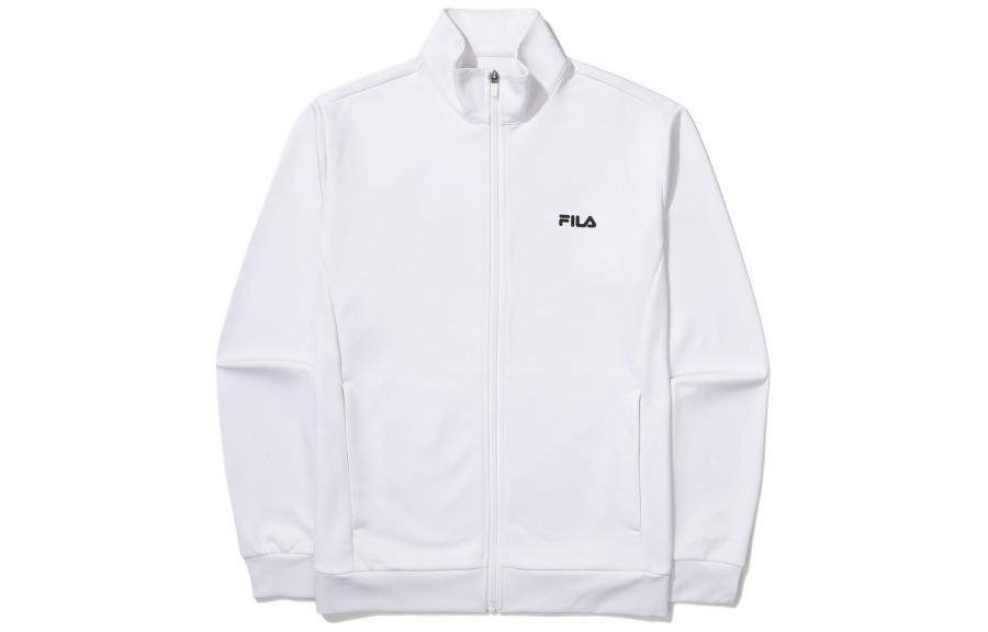 FILA White Full-Zip Jacket with Solid Logo Print and Stand Collar FS2FTF1201M-WHI