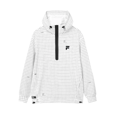 FILA White Half-Zip Hoodie with Checkered Print F11M149209F-ZA