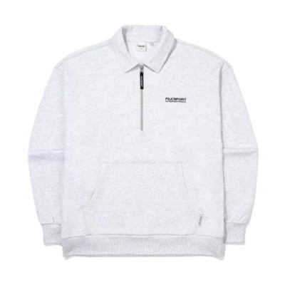 FILA White Half-Zip Pullover Letter Print Sweatshirt FS2POE3601X-WTM