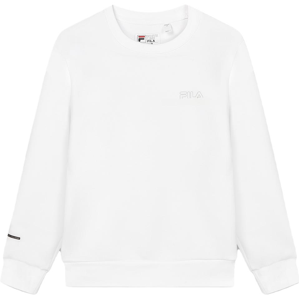 FILA White Knit Pullover Crewneck Sweatshirt - Antibacterial and Warm F51M347202A-WT