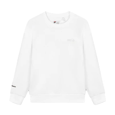 FILA White Knit Pullover Crewneck Sweatshirt - Antibacterial and Warm F51M347202A-WT