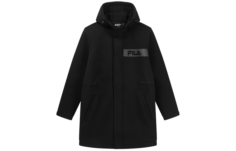 FILA White Line Black Knit Mid-Length Hoodie Jacket F11M948506F-BK