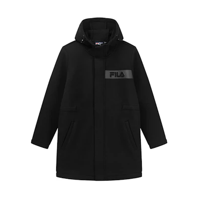 FILA White Line Black Knit Mid-Length Hoodie Jacket F11M948506F-BK
