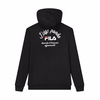 FILA White Line Black Logo Embroidered Knit Hoodie Jacket F11M018502F-BK