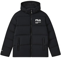 FILA White Line Unisex Logo Zip-Up Hooded Down Jacket. F51U349902A-BK FILA White Line Unisex Logo Zip-Up Hooded Down Jacket. F51U349902A-BK