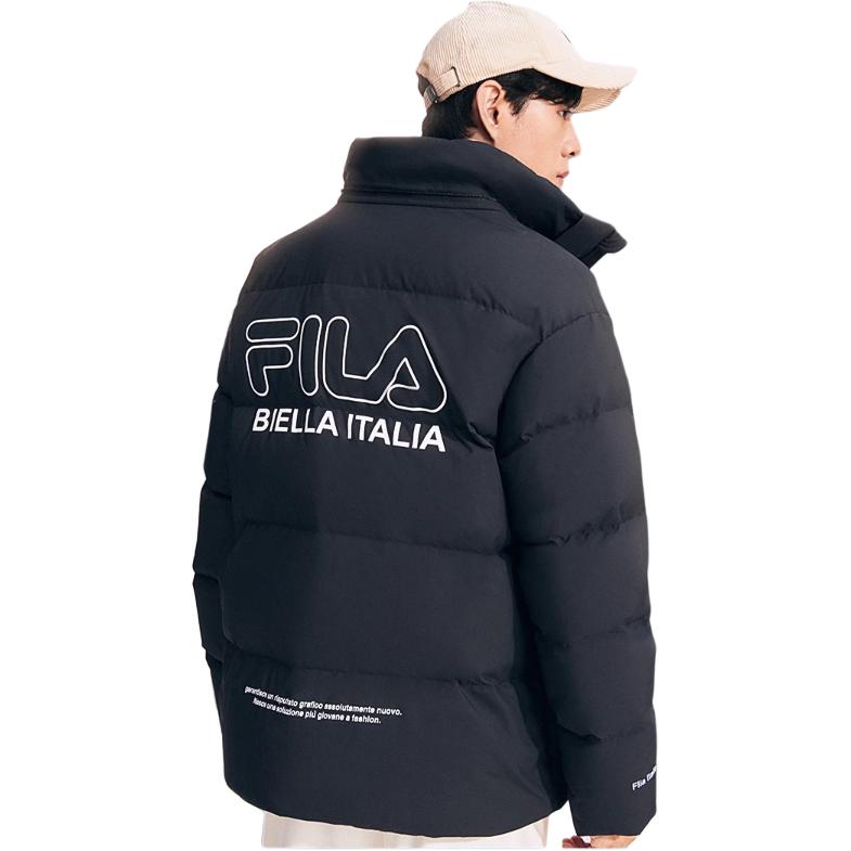 Purchase FILA White Line Jaket Hoodie Down Unisex dengan Resleting dan Logo. F51U349902A-BK