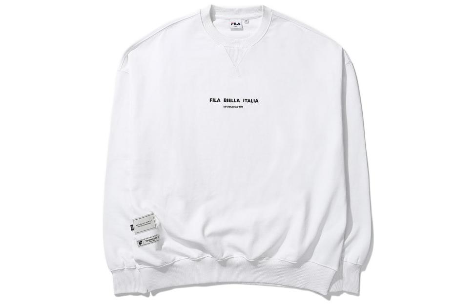 FILA White Logo Embroidered Crewneck Long-Sleeve Pullover Sweatshirt Unisex FS2POE1103X-WHI