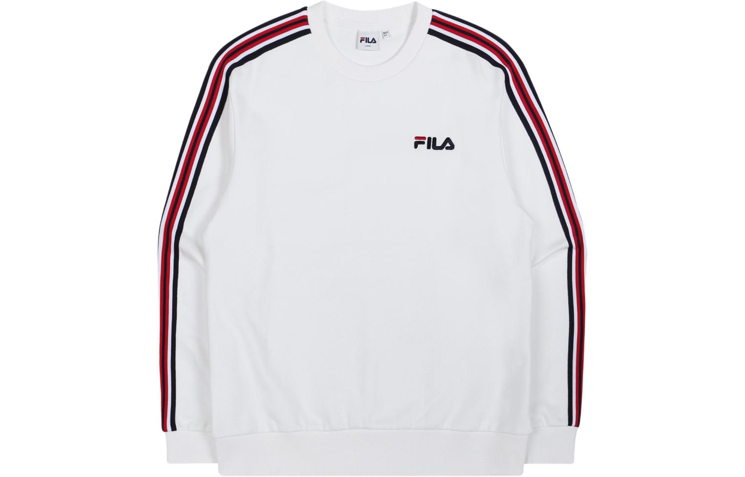 FILA White Logo Print Loose-Fit Pullover Long-Sleeve Sweatshirt FS2POC3118X