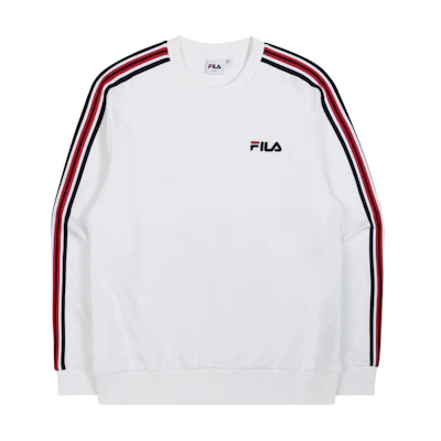 FILA White Logo Print Loose-Fit Pullover Long-Sleeve Sweatshirt FS2POC3118X