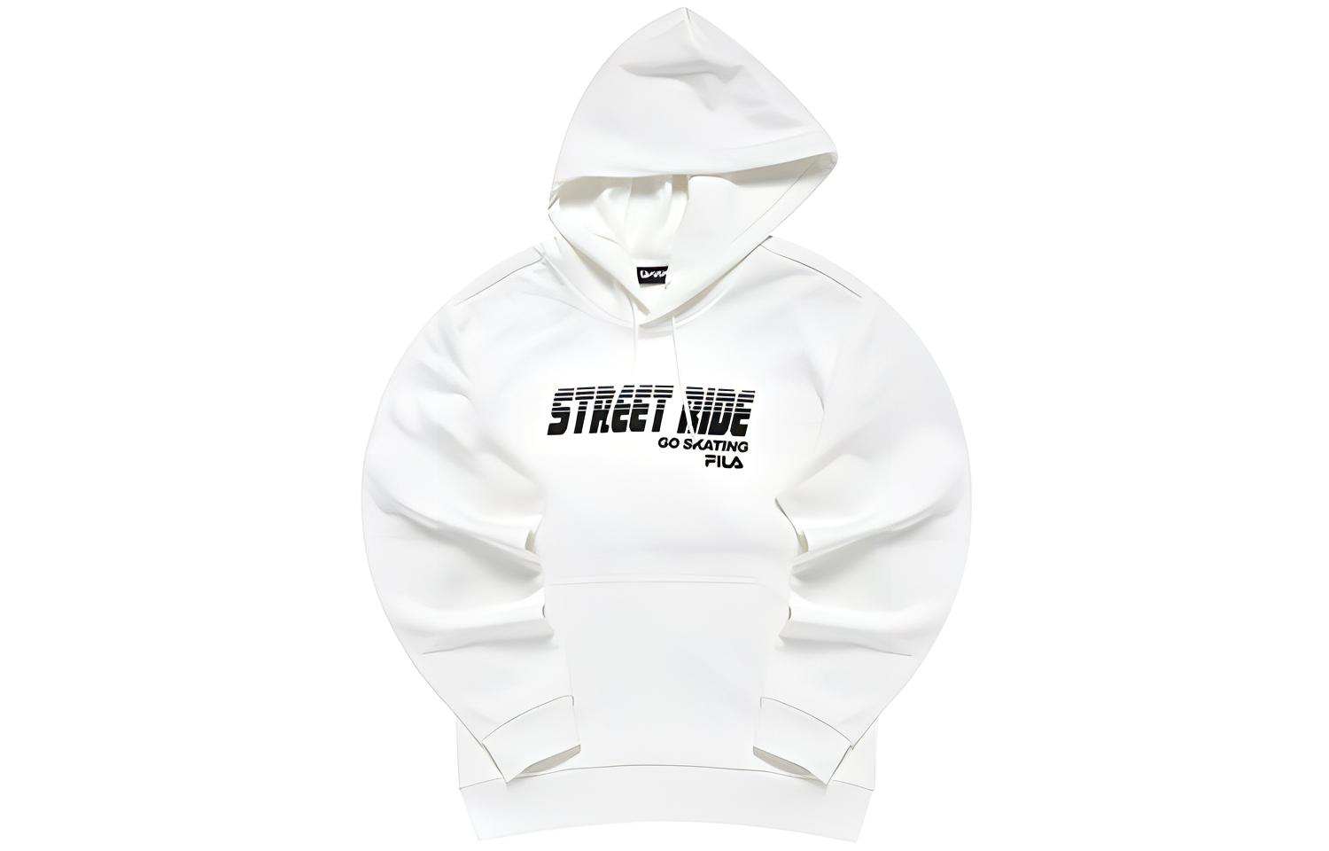 FILA White Logo Print Pullover Hoodie T11M311201F-WT