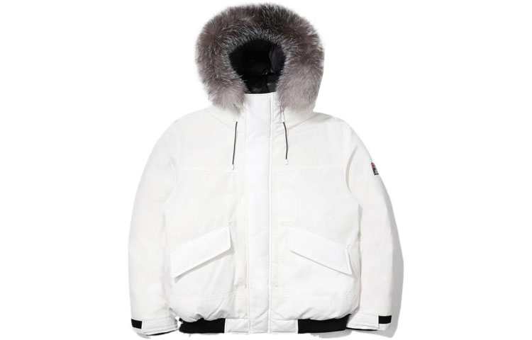 FILA White Logo Unisex Hooded Puffer Jacket Long Sleeve Outerwear. FS2DJE4106X-OWH