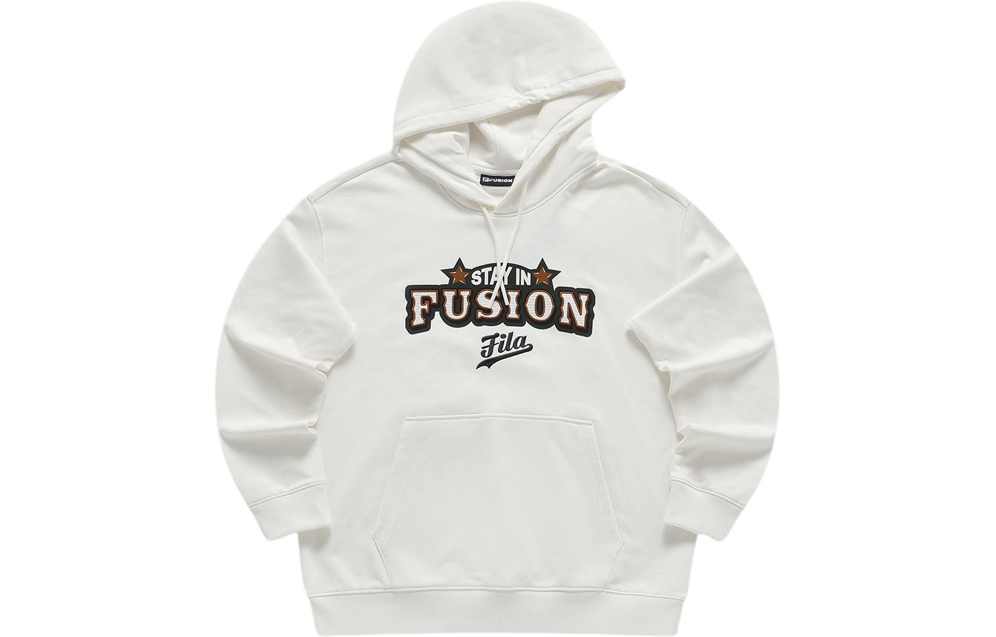 FILA White Oversized Hoodie with Letter Print Design T11M412210F-WT