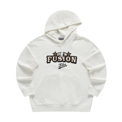 FILA White Oversized Hoodie with Letter Print Design T11M412210F-WT