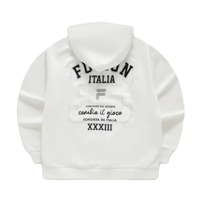 FILA White Oversized Letter Print Hoodie - American Style Casual Wear T11M345203F-WT