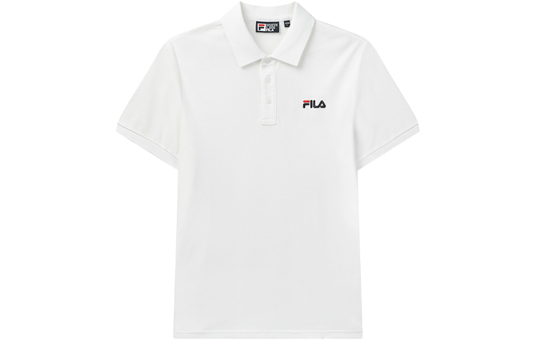 FILA White Polo Shirt with Logo and Bee Embroidery Design. F11M028126F-WT