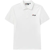 FILA White Polo Shirt with Logo and Bee Embroidery Design. F11M028126F-WT FILA White Polo Shirt with Logo and Bee Embroidery Design. F11M028126F-WT