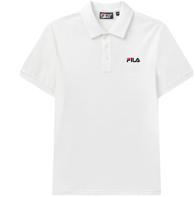 FILA White Polo Shirt with Logo and Bee Embroidery Design. F11M028126F-WT Buy FILA White Polo Shirt with Logo and Bee Embroidery Design. F11M028126F-WT
