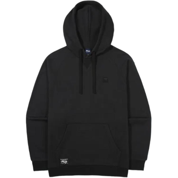 FILA White Rock Pattern Hoodie Unisex Black Pullover with Print and Drawstring FS2POG3110XBLK