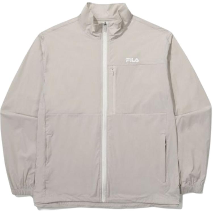 FILA White Solid Color Zip-Up Long-Sleeve Casual Jacket FS2JKG2201M-LBE