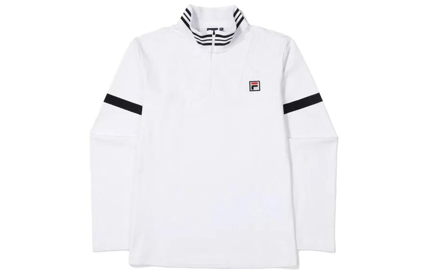 FILA White Striped Logo Half-Zip High Neck Sweatshirt FS2RLF4301MOWH