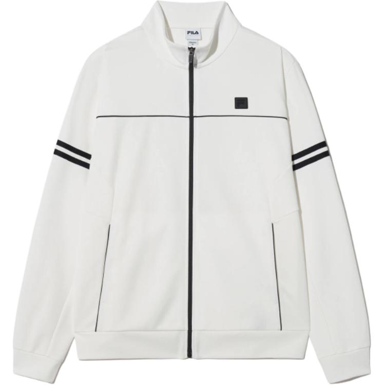 FILA White Striped Long-Sleeve Jacket with Zippered Pockets FS2FTH1231MOWH