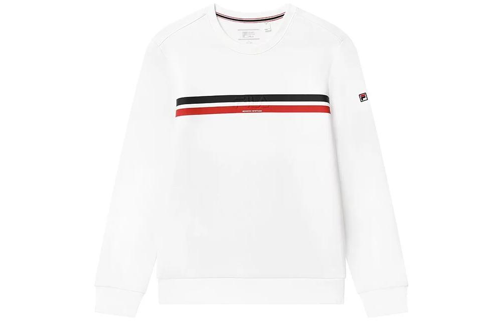 FILA White Striped Print Crewneck Pullover Sweatshirt F11M311209FWT