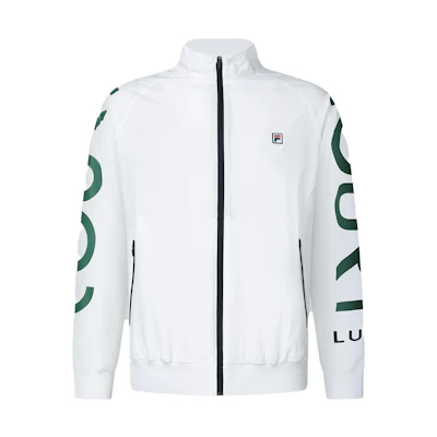 FILA White Tennis Woven Jacket with Letter Print and Stand Collar A11M333707F-WT