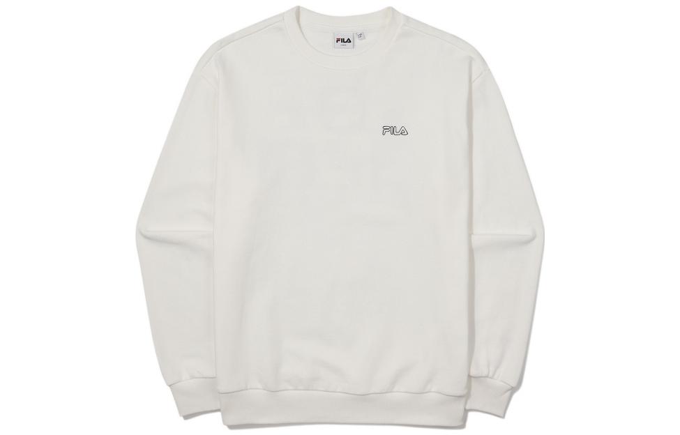 FILA White Unisex Crewneck Sweatshirt with Logo Print FS2POE3105X-OWH