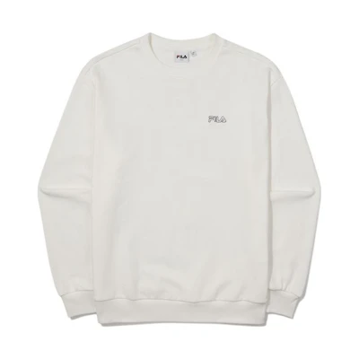 FILA White Unisex Crewneck Sweatshirt with Logo Print FS2POE3105X-OWH
