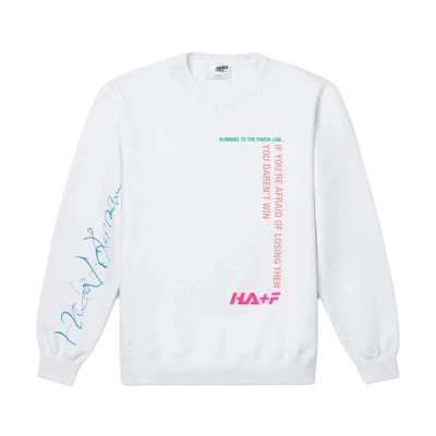 FILA White Unisex Printed Letter Crewneck Long-Sleeve Sweatshirt Casual Wear FS2POF3H03XO-WH
